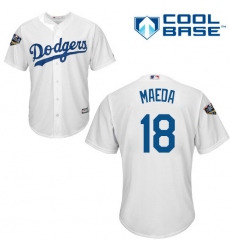 Youth Majestic Los Angeles Dodgers #18 Kenta Maeda Authentic White Home Cool Base 2018 World Series MLB Jersey
