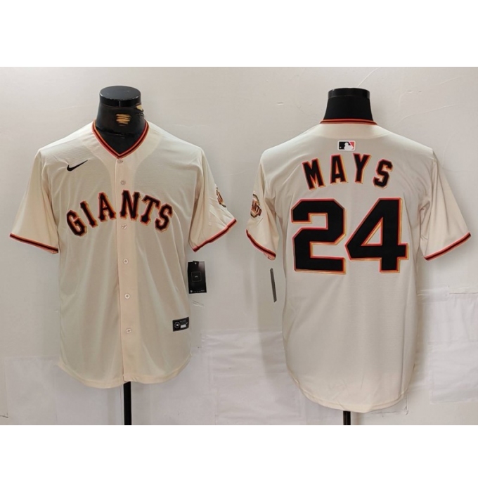 Men's San Francisco Giants #24 Willie Mays Cream 2024 Home Limited Stitched Baseball Jersey
