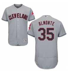 Men's Majestic Cleveland Indians #35 Abraham Almonte Grey Road Flex Base Authentic Collection MLB Jersey