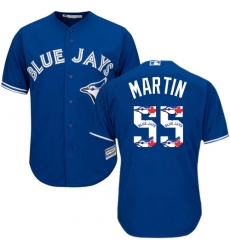 Men's Majestic Toronto Blue Jays #55 Russell Martin Authentic Blue Team Logo Fashion MLB Jersey