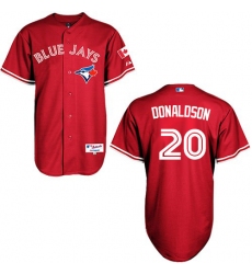 Men's Majestic Toronto Blue Jays #20 Josh Donaldson Authentic Red Canada Day MLB Jersey