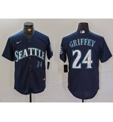 Men's Seattle Mariners #24 Ken Griffey Jr Navy Cool Base Stitched Baseball Jersey