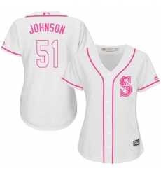 Women's Majestic Seattle Mariners #51 Randy Johnson Replica White Fashion Cool Base MLB Jersey