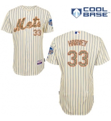 Men's Majestic New York Mets #33 Matt Harvey Replica Cream USMC Cool Base MLB Jersey