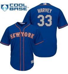 Youth Majestic New York Mets #33 Matt Harvey Replica Royal Blue Alternate Road Cool Base MLB Jersey