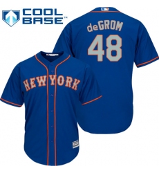 Youth Majestic New York Mets #48 Jacob deGrom Authentic Royal Blue Alternate Road Cool Base MLB Jersey