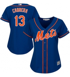 Women's Majestic New York Mets #13 Asdrubal Cabrera Authentic Royal Blue Alternate Home Cool Base MLB Jersey