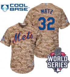 Men's Majestic New York Mets #32 Steven Matz Authentic Camo Alternate Cool Base 2015 World Series MLB Jersey
