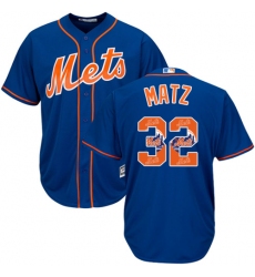 Men's Majestic New York Mets #32 Steven Matz Authentic Royal Blue Team Logo Fashion Cool Base MLB Jersey