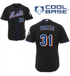 Men's Majestic New York Mets #31 Mike Piazza Authentic Black Cool Base MLB Jersey