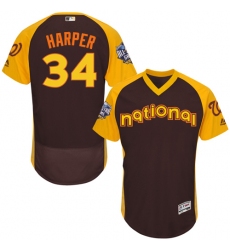 Men's Majestic Washington Nationals #34 Bryce Harper Brown 2016 All-Star National League BP Authentic Collection Flex Base MLB Jersey