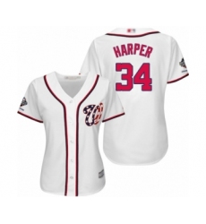 Women's Washington Nationals #34 Bryce Harper Authentic White Home Cool Base 2019 World Series Champions Baseball Jersey