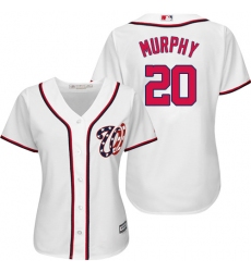 Women's Majestic Washington Nationals #20 Daniel Murphy Authentic White Home Cool Base MLB Jersey