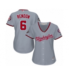 Women's Washington Nationals #6 Anthony Rendon Authentic Grey Road Cool Base 2019 World Series Champions Baseball Jersey