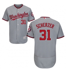 Men's Majestic Washington Nationals #31 Max Scherzer Grey Road Flex Base Authentic Collection MLB Jersey