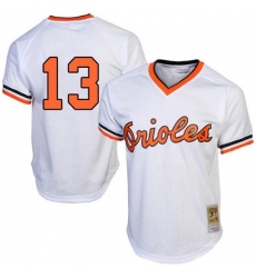 Men's Mitchell and Ness Baltimore Orioles #13 Manny Machado Authentic White Throwback MLB Jersey