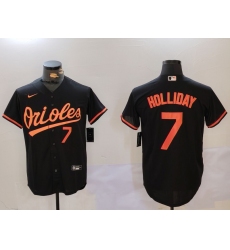 Men's Baltimore Orioles #7 Jackson Holliday Number Black Cool Base Jersey