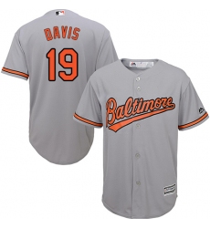 Youth Majestic Baltimore Orioles #19 Chris Davis Authentic Grey Road Cool Base MLB Jersey