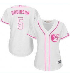 Women's Majestic Baltimore Orioles #5 Brooks Robinson Authentic White Fashion Cool Base MLB Jersey