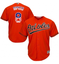 Men's Majestic Baltimore Orioles #8 Cal Ripken Authentic Orange USA Flag Fashion MLB Jersey