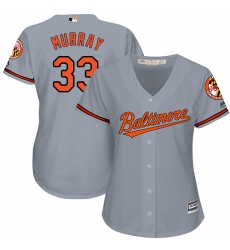 Women's Majestic Baltimore Orioles #33 Eddie Murray Authentic Grey Road Cool Base MLB Jersey