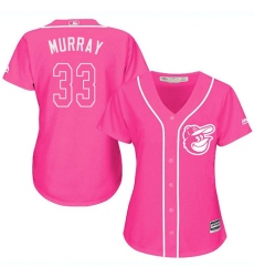 Women's Majestic Baltimore Orioles #33 Eddie Murray Replica Pink Fashion Cool Base MLB Jersey