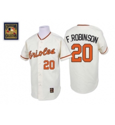 Men's Mitchell and Ness Baltimore Orioles #20 Frank Robinson Replica White Throwback MLB Jersey