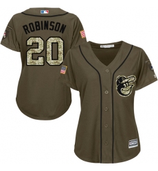 Women's Majestic Baltimore Orioles #20 Frank Robinson Authentic Green Salute to Service MLB Jersey