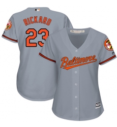Women's Majestic Baltimore Orioles #23 Joey Rickard Replica Grey Road Cool Base MLB Jersey
