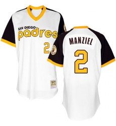 Men's Majestic San Diego Padres #2 Johnny Manziel Authentic White 1978 Turn Back The Clock MLB Jersey
