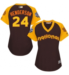Women's Majestic San Diego Padres #24 Rickey Henderson Authentic Brown 2016 All-Star National League BP Cool Base Cool Base MLB Jersey