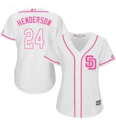 Women's Majestic San Diego Padres #24 Rickey Henderson Replica White Fashion Cool Base MLB Jersey