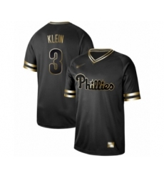 Men's Philadelphia Phillies #3 Chuck Klein Authentic Black Gold Fashion Baseball Jersey