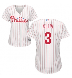 Women's Majestic Philadelphia Phillies #3 Chuck Klein Authentic White/Red Strip Home Cool Base MLB Jersey