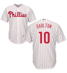 Youth Majestic Philadelphia Phillies #10 Darren Daulton Authentic White/Red Strip Home Cool Base MLB Jersey