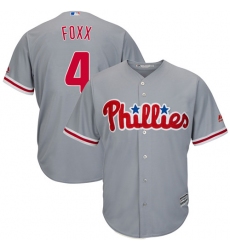 Men's Majestic Philadelphia Phillies #4 Jimmy Foxx Replica Grey Road Cool Base MLB Jersey