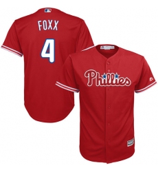 Men's Majestic Philadelphia Phillies #4 Jimmy Foxx Replica Red Alternate Cool Base MLB Jersey