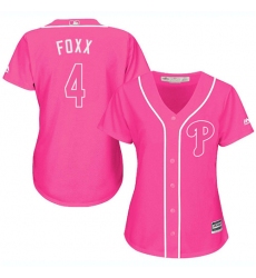 Women's Majestic Philadelphia Phillies #4 Jimmy Foxx Replica Pink Fashion Cool Base MLB Jersey
