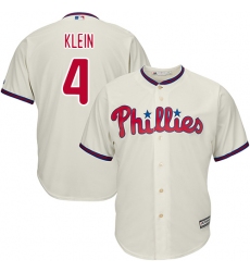 Youth Majestic Philadelphia Phillies #4 Jimmy Foxx Authentic Cream Alternate Cool Base MLB Jersey