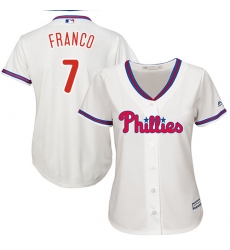 Women's Majestic Philadelphia Phillies #7 Maikel Franco Authentic Cream Alternate Cool Base MLB Jersey