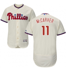 Men's Majestic Philadelphia Phillies #11 Tim McCarver Cream Alternate Flex Base Authentic Collection MLB Jersey