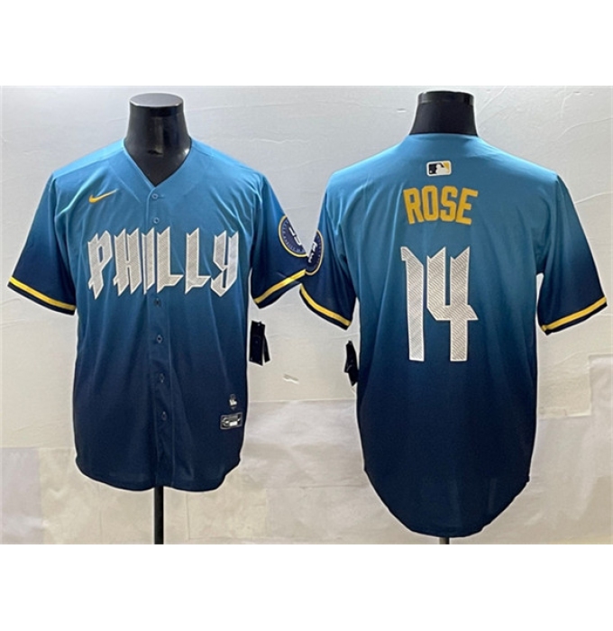 Men's Philadelphia Phillies #14 Pete Rose Blue 2024 City Connect Limited Stitched Jersey