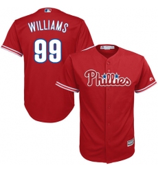 Youth Majestic Philadelphia Phillies #99 Mitch Williams Replica Red Alternate Cool Base MLB Jersey