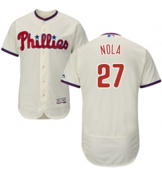 Men's Majestic Philadelphia Phillies #27 Aaron Nola Cream Alternate Flex Base Authentic Collection MLB Jersey