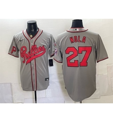 Men's Philadelphia Phillies #27 Aaron Nola Gray 2026 Field of Dreams Stadium Stitched Baseball Jersey