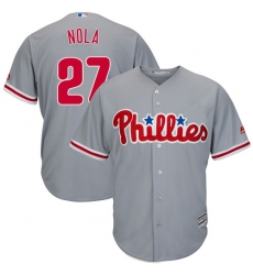 Youth Majestic Philadelphia Phillies #27 Aaron Nola Authentic Grey Road Cool Base MLB Jersey