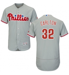 Men's Majestic Philadelphia Phillies #32 Steve Carlton Grey Road Flex Base Authentic Collection MLB Jersey
