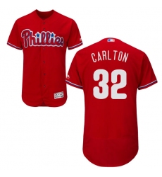 Men's Majestic Philadelphia Phillies #32 Steve Carlton Red Alternate Flex Base Authentic Collection MLB Jersey