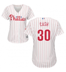 Women's Majestic Philadelphia Phillies #30 Dave Cash Authentic White/Red Strip Home Cool Base MLB Jersey