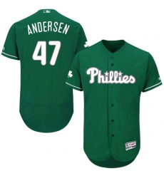 Men's Majestic Philadelphia Phillies #47 Larry Andersen Green Celtic Flexbase Authentic Collection MLB Jersey